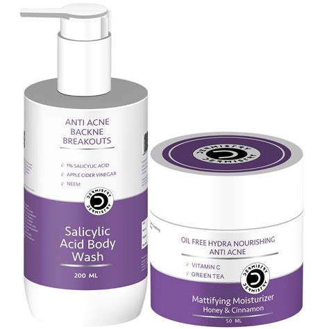 Dermistry 1% Salicylic Acid Niacinamide Zinc Back Acne Body Wash & Oil ...