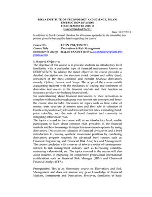 DRM Quiz-1 A Answers - ssssss - ECON F354 & FIN F311: Derivatives and ...