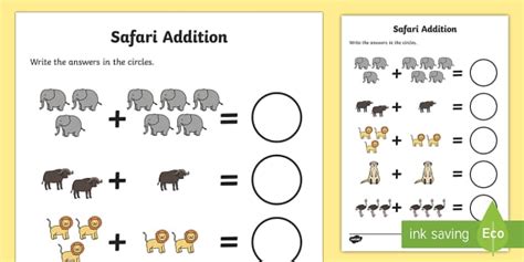 Safari Addition Sheet | Maths Skills | Twinkl Resources