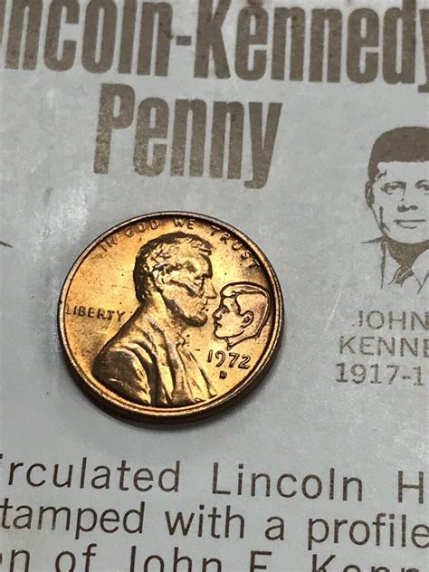 1972-D Lincoln Kennedy Stamped Penny Astonishing Similarities Coin | eBay