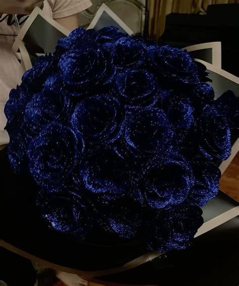 Cute Blue flower in 2025 | Blue rose bouquet, Glitter flowers, Flower gift