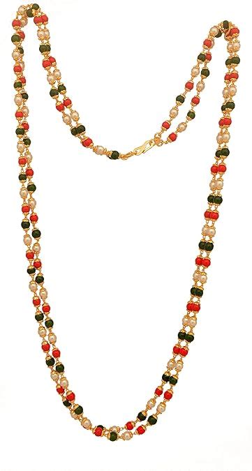 Radha's Creations Traditional multi colour round beads double line ...