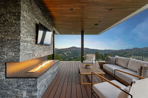 Modern Stone Outdoor Fireplace