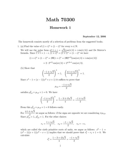70300 hw1solutions - Sthbcgjuyfv - Math 70300 Homework 1 September 12 ...