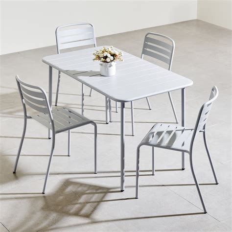 Buy Odin Metal 4-Seater Outdoor Table Set with Chairs - White from Home ...