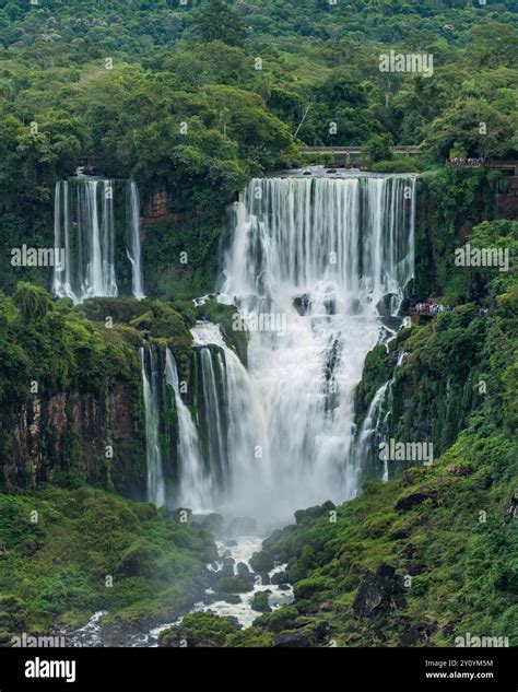 Iguazu Falls National Park in Argentina, as viewed from Brazil. A UNESCO World Heritage Site ...