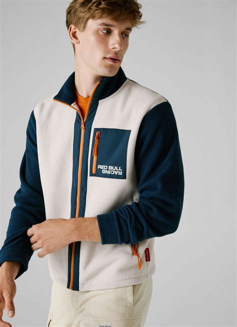 Red Bull Racing X Pepe Jeans Ecru Fleece Color Block Jacket | Pepe ...