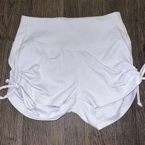 White Amazon Workout Shorts/Spandex with bows on... - Depop