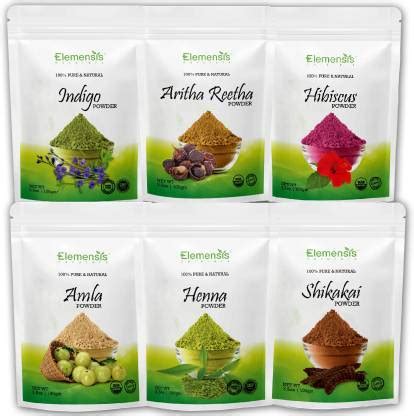 Elemensis Naturals Natural Henna, Amla, Indigo, Shikakai, Aritha ...