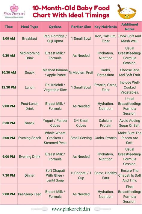 10-Month-Old Baby Food Chart: A Complete Meal Plan
