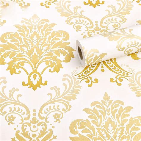 Gold And White Wallpaper Z10934 Gray White Silver Metallic Faux