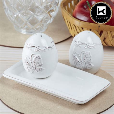 Kookee Ceramic Salt Pepper Container Set with tray (9966) – Kookee.in