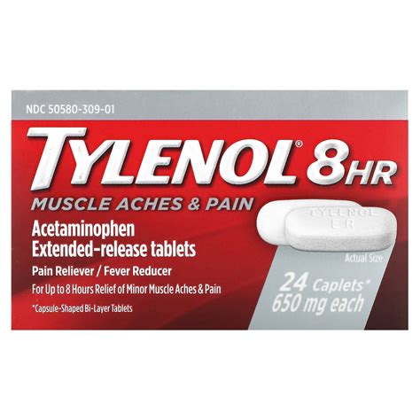 Tylenol, 8 HR Muscle Aches & Pain, Acetaminophen Pain Reliever Fever ...