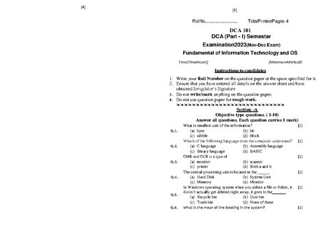 DCA 101: Fundamental IT & OS Question Paper 1 - Nov-Dec 2023 Exam - Studocu