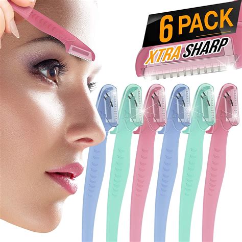Nylea 6 Pack Eyebrow Razor Trimmer [Extra Precision] Disposable Facial ...