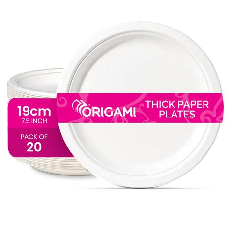 Origami 7.5 Inches Round Disposable Thick Paper Plates | Strong, Eco ...