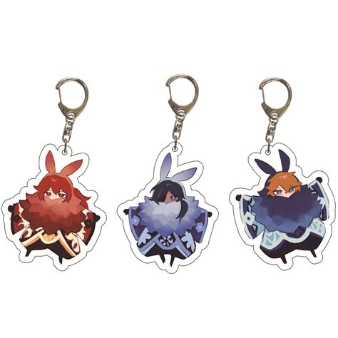 Buy SOSPIRO Anime Keychains Set Acrylic Kawaii Figure Pendant Key Ring ...