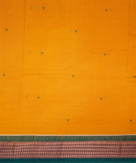 Yellow orange with green handloom cotton bomkai saree – GoCoop