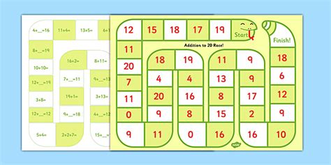 Self Checking Addition to 20 Board Game