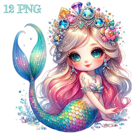 Mermaid Clipart, Whimsical Little Mermaid Clipart, Gnomes Mermaid ...