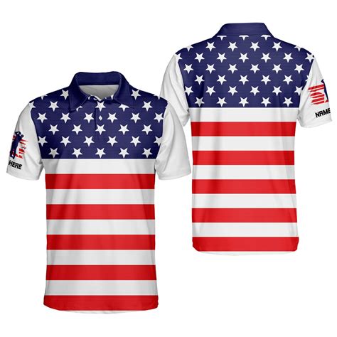 Lasfour Personalized Patriotic Golf Polo Shirts For Men, American Flag ...