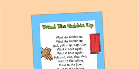 Wind the Bobbin Up Nursery Rhyme Print Out