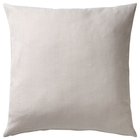 PLOMMONROS cushion cover, beige/white, 50x50 cm (20x20") - IKEA
