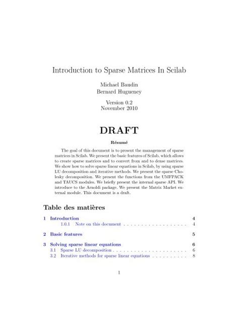 Sparse Matrix Calculations Scilab Program 的图像结果