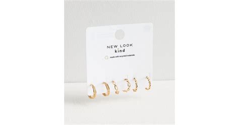 3 Pack Gold Twist Mini Hoop Earrings | New Look