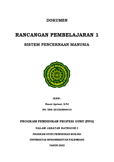 2 RPP Sistem Pencernaan Pertemuan 2 - DOKUMEN RANCANGAN PEMBELAJARAN 1 ...