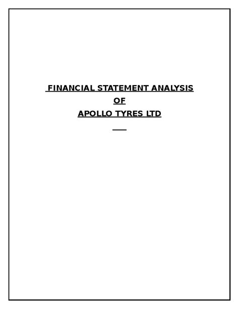 Financial statement analysis of apollo tyres - FINANCIAL STATEMENT ...