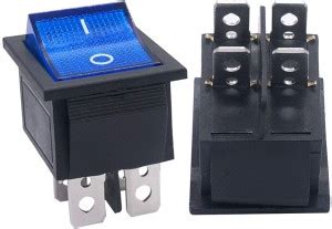 NEXT GEEK 2 pieces 4 Pins Rocker Blue Switch with Indicator Lights 16A ...