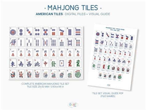 Buy Mahjong American Tile Set SVG EPS PNG Complete Printable Clipart ...