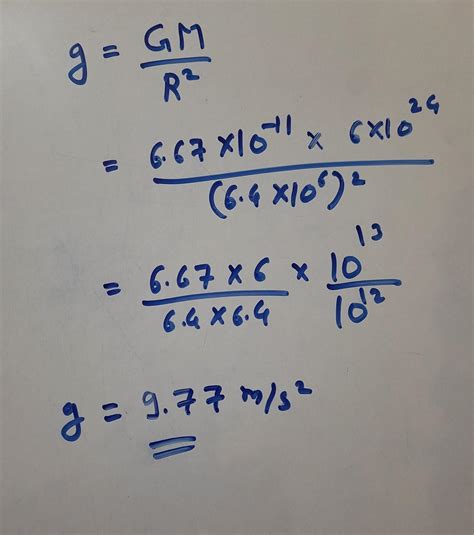 Calculate the value of acceleration due to gravity g using the relation ...