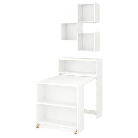 BILLY / EKET bookcase comb w foldable table, white, 80x106 cm (311 ...