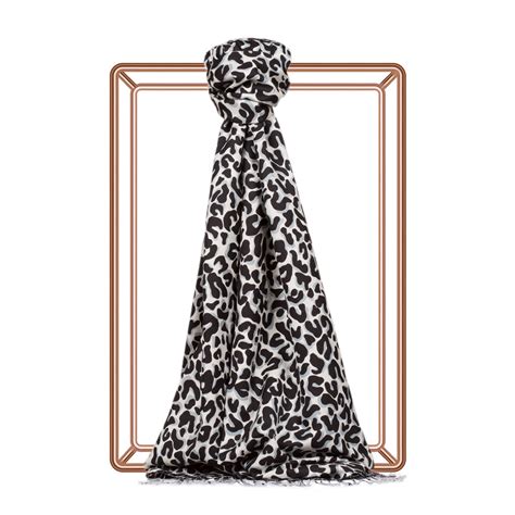 Black Leopard Print Silk Scarf | Ipekevi