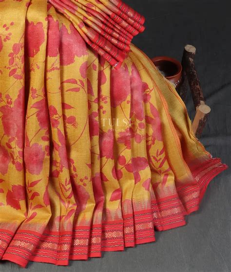 Buy Yellow Vidarbha Tussar Saree T491578