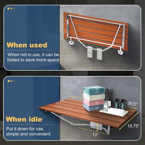 Sammery 36 Folding Teak Shower Seat Wall Mounted,Foldable India | Ubuy