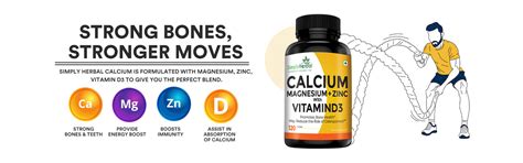 Simply Herbal Calcium Magnesium Zinc Vitamin D3 With Vitamin B12 -120 ...