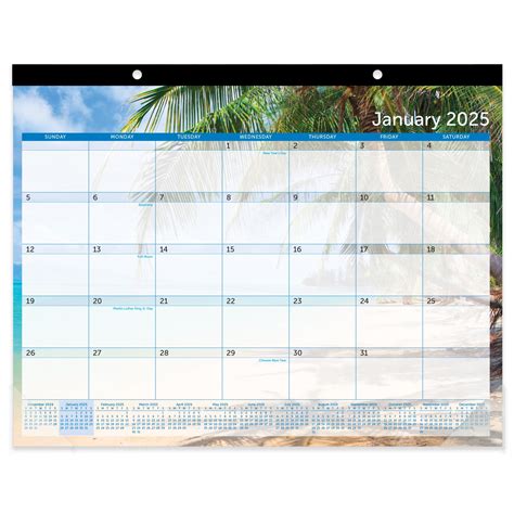 2025 Office Depot® Brand Monthly Desk Pad Calendar, 22" x 17", Paradise ...