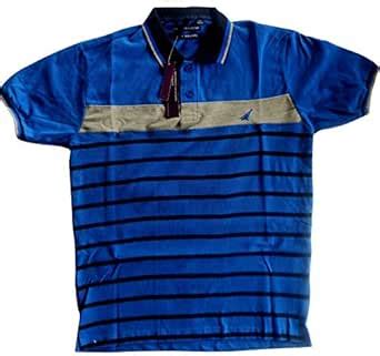 Buy Prime Buy Men's Strips Collar Cotton T- Shirt (PS_07_L Blue & Red ...