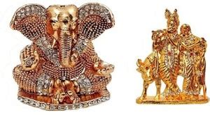 BEI Set of 2 God Ganesh Idol Statue & Lord Radha Krishna & Cow / Radhey ...
