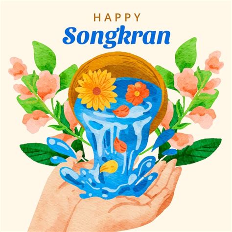 Watercolor songkran illustration | Premium Vector