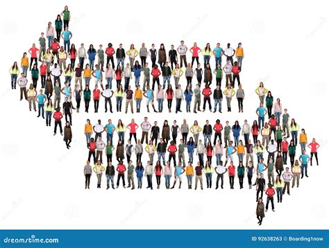 Group of Young People Conflict Opposite Direction Arrow Problem Stock ...