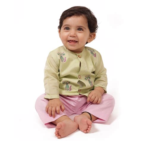 Organic Cotton Unisex Full Sleeves Jhabla Set- Cats – Bhaakur