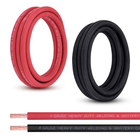 Shirbly 4 Gauge Battery Cable, 10FT Red + 10FT Black 4 AWG Pure Copper ...