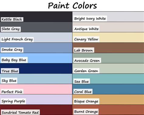 Paint Color Names 的图像结果