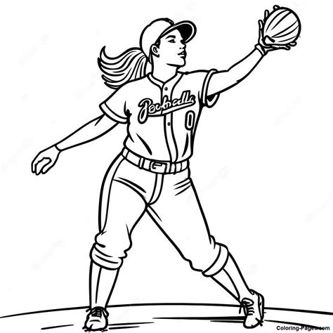 Softball Pitcher In Action Coloring Page | Coloring-Pages.com