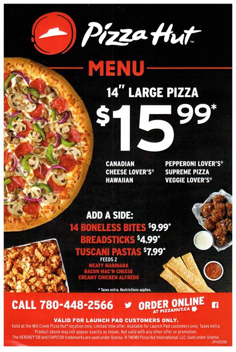 pizza hut menu prices delivery