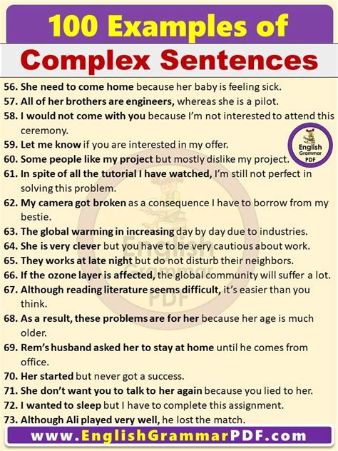 Examples of Complex Sentences 的图像结果